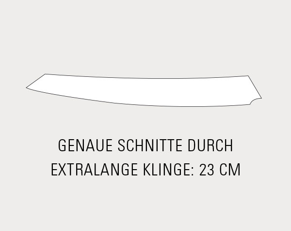 genaue Schnitte durch extralange Klinge 23 cm