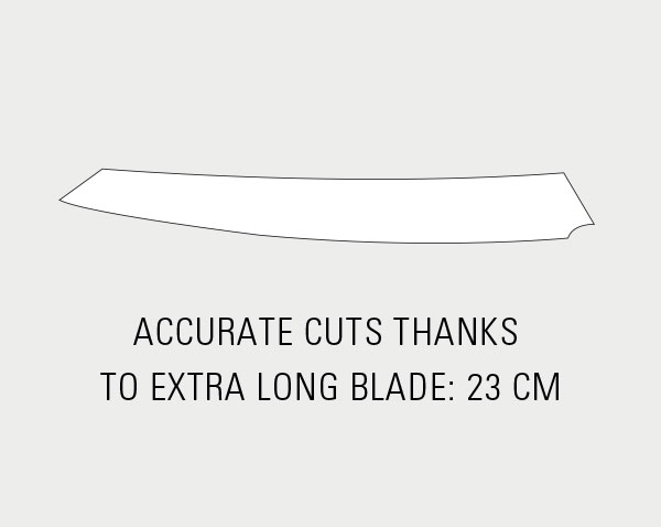 accurate cuts thanks to extra long blade